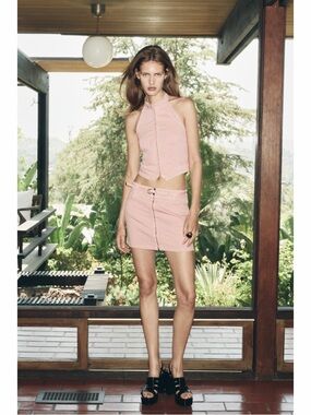 NWT Zara Z1975 Thin Belt Denim Mini Skirt